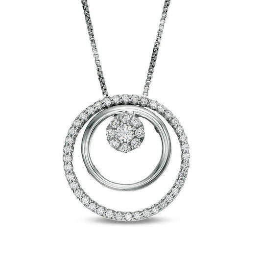 Convertibilities 0.33 CT. T.W. Natural Diamond Open Circles Three-in-One Pendant in Sterling Silver