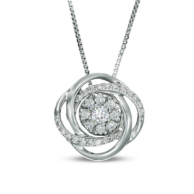 Convertibilities 0.38 CT. T.W. Natural Diamond Swirl Three-in-One Pendant in 10K White Gold