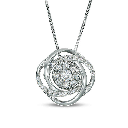 Convertibilities 0.38 CT. T.W. Natural Diamond Swirl Three-in-One Pendant in 10K White Gold
