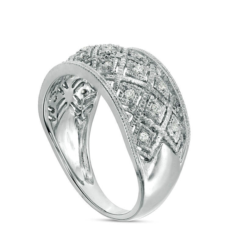 0.10 CT. T.W. Natural Diamond Lattice Antique Vintage-Style Ring in Sterling Silver