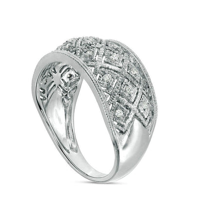 0.10 CT. T.W. Natural Diamond Lattice Antique Vintage-Style Ring in Sterling Silver