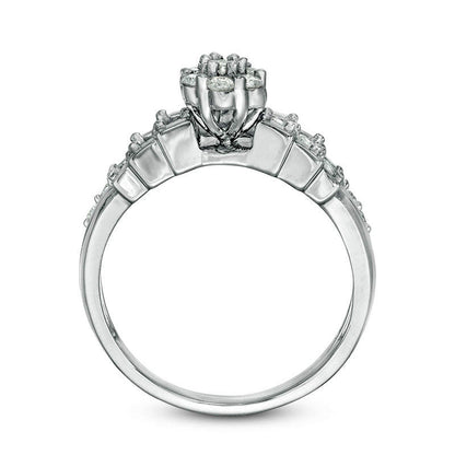 0.63 CT. T.W. Composite Natural Diamond Bridal Engagement Ring Set in Solid 10K White Gold