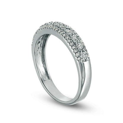 0.20 CT. T.W. Natural Diamond Three Row Anniversary Band in Sterling Silver