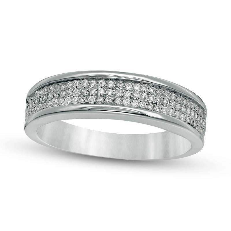 0.25 CT. T.W. Natural Diamond Three Row Band in Solid 10K White Gold