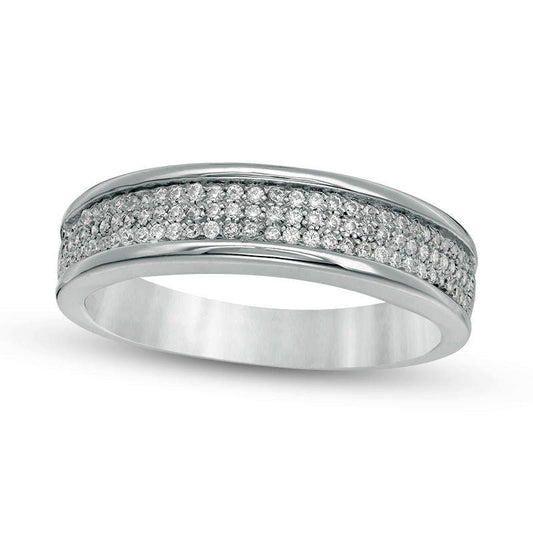 0.25 CT. T.W. Natural Diamond Three Row Band in Solid 10K White Gold
