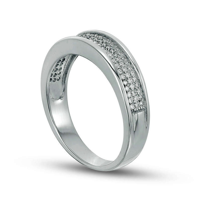 0.25 CT. T.W. Natural Diamond Three Row Band in Solid 10K White Gold