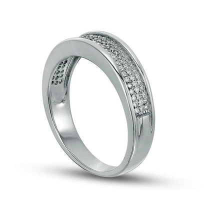 0.25 CT. T.W. Natural Diamond Three Row Band in Solid 10K White Gold