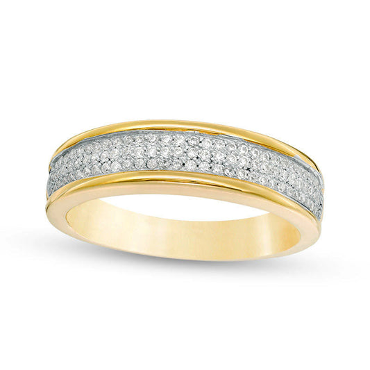 0.25 CT. T.W. Natural Diamond Three Row Band in Solid 10K Yellow Gold