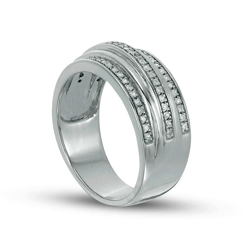 0.25 CT. T.W. Natural Diamond Three Row Band in Solid 10K White Gold