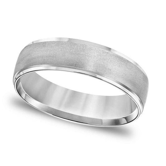 Men's 6.0mm Comfort-Fit Brushed Wedding Band in Solid 14K White Gold