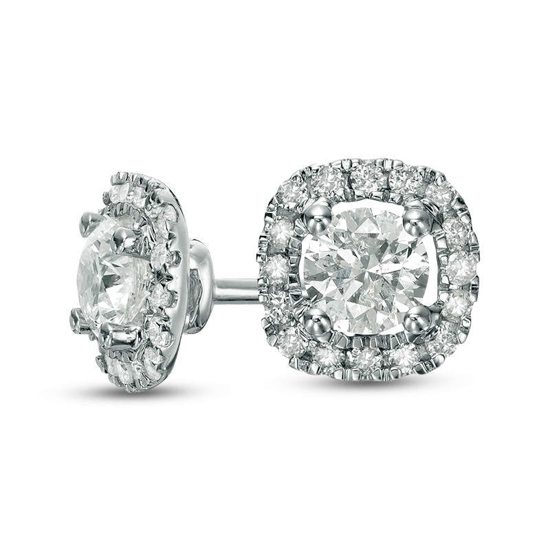 0.5 CT. T.W. Diamond Cushion Frame Stud Earrings in 10K White Gold