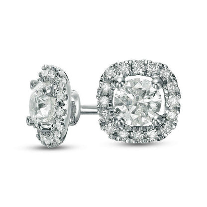 0.5 CT. T.W. Diamond Cushion Frame Stud Earrings in 10K White Gold