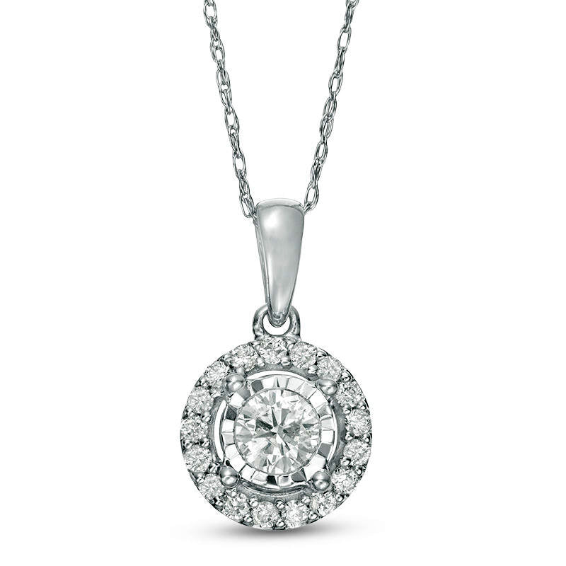 0.38 CT. T.W. Natural Diamond Frame Pendant in 10K White Gold