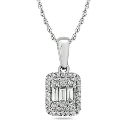 0.2 CT. T.W. Composite Natural Diamond Rectangle Frame Pendant in 10K White Gold