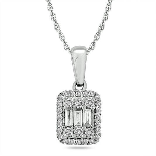 0.2 CT. T.W. Composite Natural Diamond Rectangle Frame Pendant in 10K White Gold