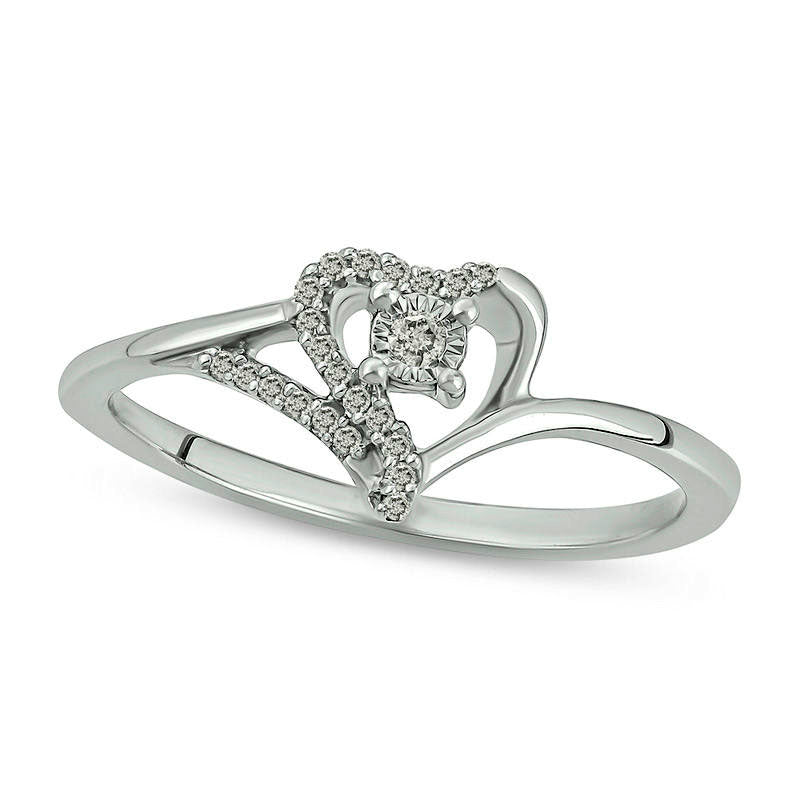 0.10 CT. T.W. Natural Diamond Heart Promise Ring in Sterling Silver