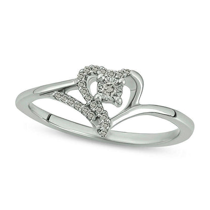 0.10 CT. T.W. Natural Diamond Heart Promise Ring in Sterling Silver
