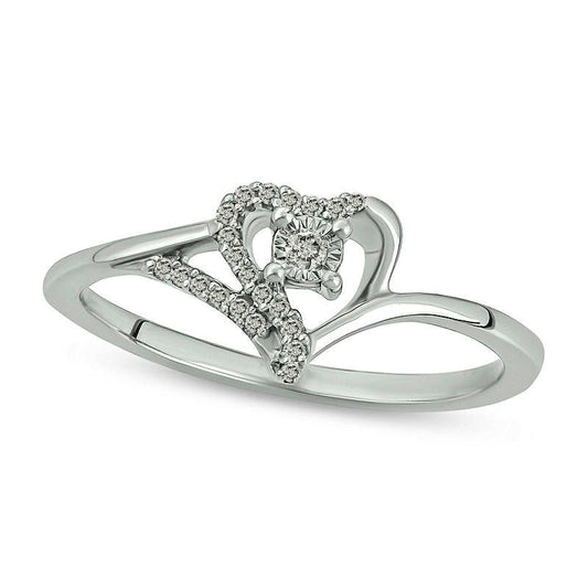 0.10 CT. T.W. Natural Diamond Heart Promise Ring in Sterling Silver