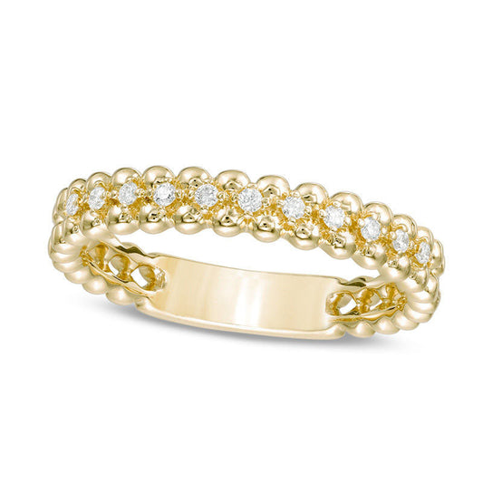 0.07 CT. T.W. Natural Diamond Beaded Anniversary Band in Solid 10K Yellow Gold