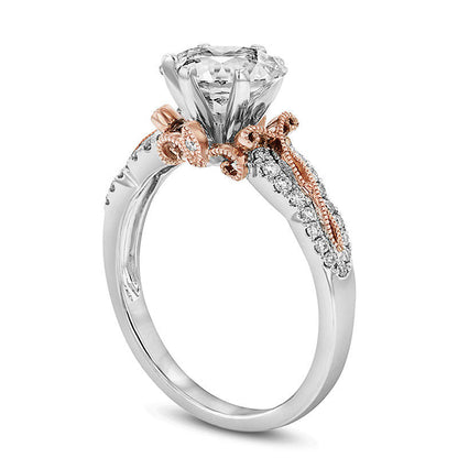 0.63 CT. T.W. Natural Diamond Twist Antique Vintage-Style Engagement Ring in Solid 14K Two-Tone Gold