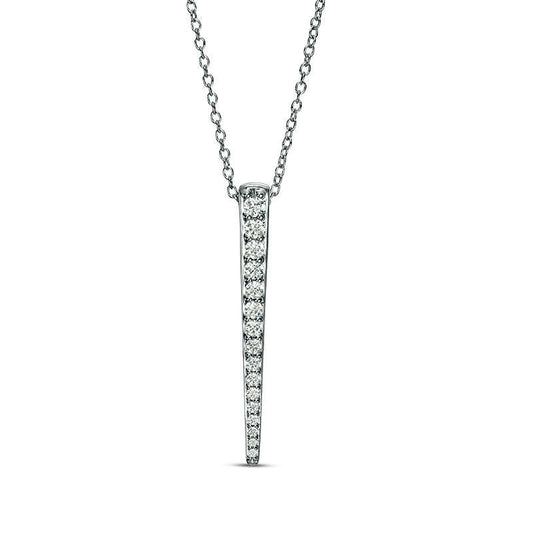 0.25 CT. T.W. Natural Diamond Tapered Linear Bar Necklace in Sterling Silver