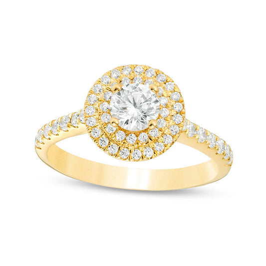 1.0 CT. T.W. Natural Diamond Double Frame Engagement Ring in Solid 14K Gold