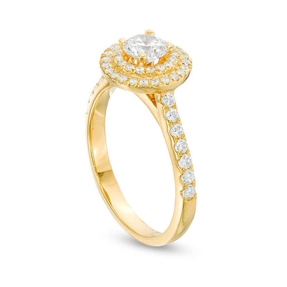 1.0 CT. T.W. Natural Diamond Double Frame Engagement Ring in Solid 14K Gold