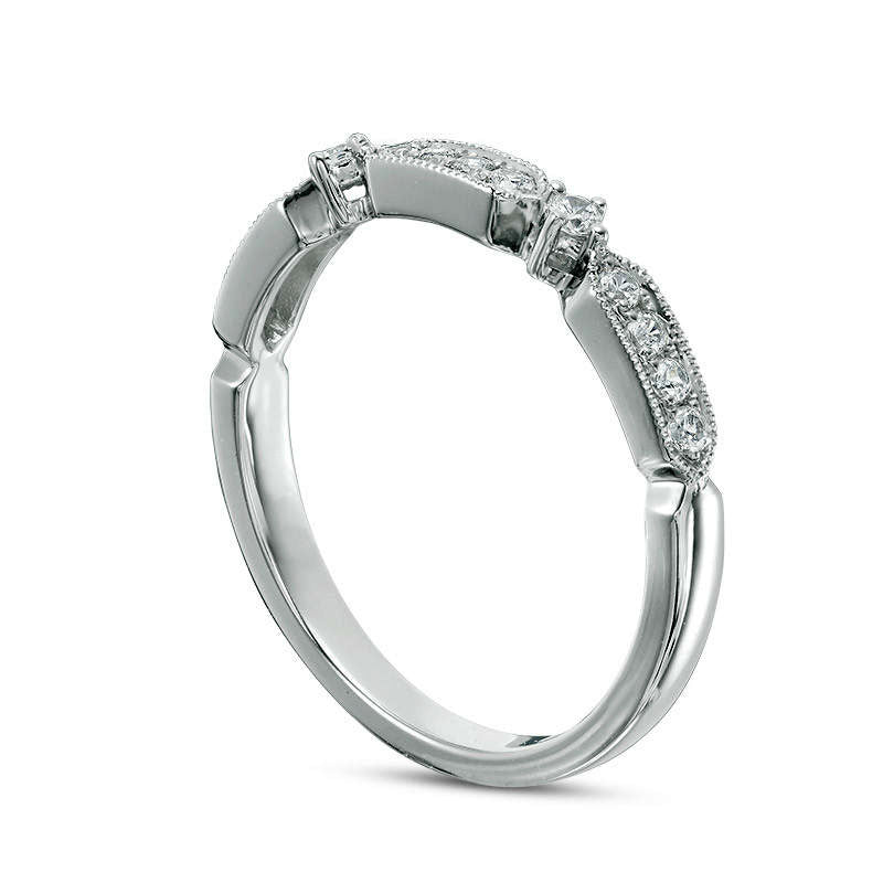 0.20 CT. T.W. Natural Diamond Art Deco Antique Vintage-Style Band in Solid 10K White Gold