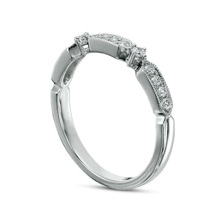 0.20 CT. T.W. Natural Diamond Art Deco Antique Vintage-Style Band in Solid 10K White Gold