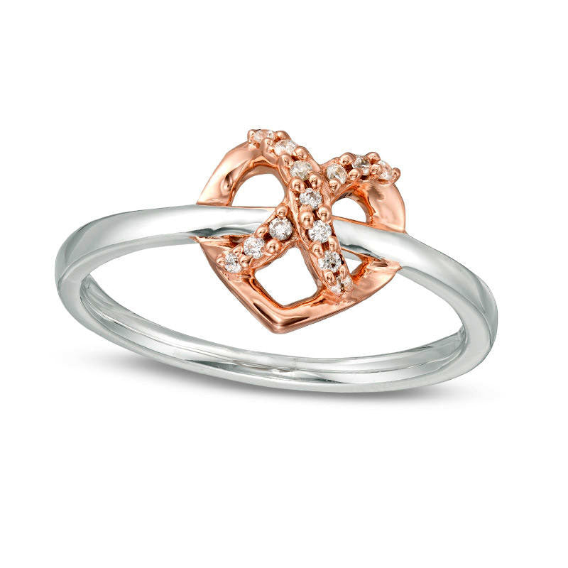 0.07 CT. T.W. Natural Diamond Infinity Knot Heart Ring in Sterling Silver and Solid 10K Rose Gold