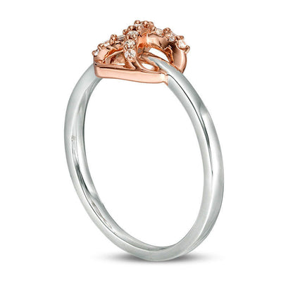 0.07 CT. T.W. Natural Diamond Infinity Knot Heart Ring in Sterling Silver and Solid 10K Rose Gold