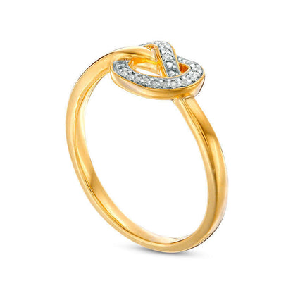 0.05 CT. T.W. Natural Diamond Love Knot Pretzel Ring in Sterling Silver with Solid 14K Gold Plate