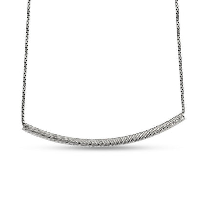 Curved Bar Necklace in Sterling Silver - 19