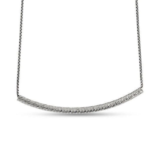 Curved Bar Necklace in Sterling Silver - 19