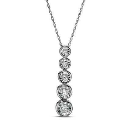 0.25 CT. T.W. Natural Diamond Five Stone Graduated Pendant in Sterling Silver