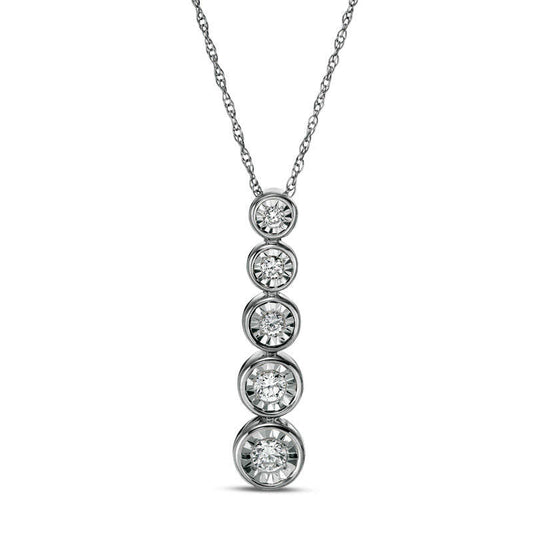 0.25 CT. T.W. Natural Diamond Five Stone Graduated Pendant in Sterling Silver