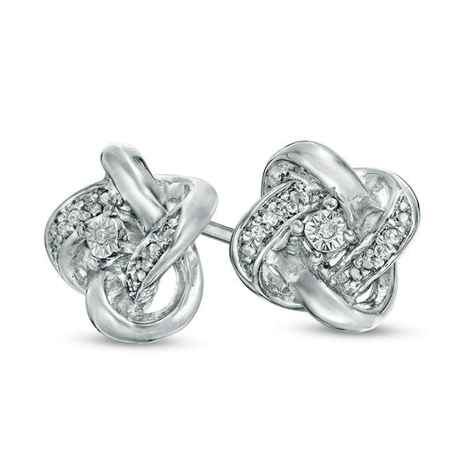Diamond Accent Love Knot Stud Earrings in 10K White Gold