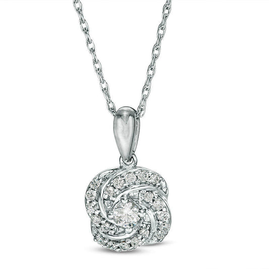 0.25 CT. T.W. Natural Diamond Swirl Pendant in 10K White Gold