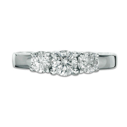 1.0 CT. T.W. Natural Diamond Three Stone Engagement Ring in Solid 14K White Gold