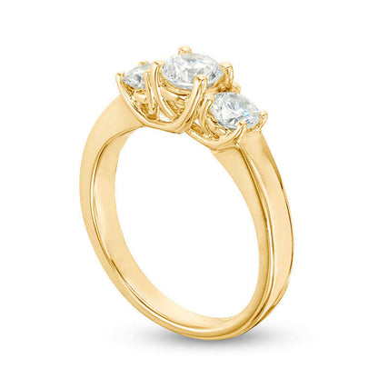 1.0 CT. T.W. Natural Diamond Three Stone Engagement Ring in Solid 14K Gold