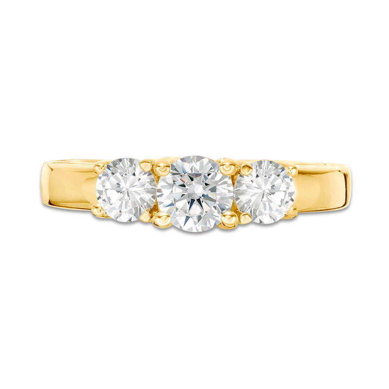 1.0 CT. T.W. Natural Diamond Three Stone Engagement Ring in Solid 14K Gold