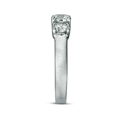 1.75 CT. T.W. Natural Diamond Three Stone Satin-Finish Engagement Ring in Solid 14K White Gold