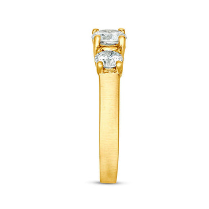 1.5 CT. T.W. Natural Diamond Three Stone Satin-Finish Engagement Ring in Solid 14K Gold