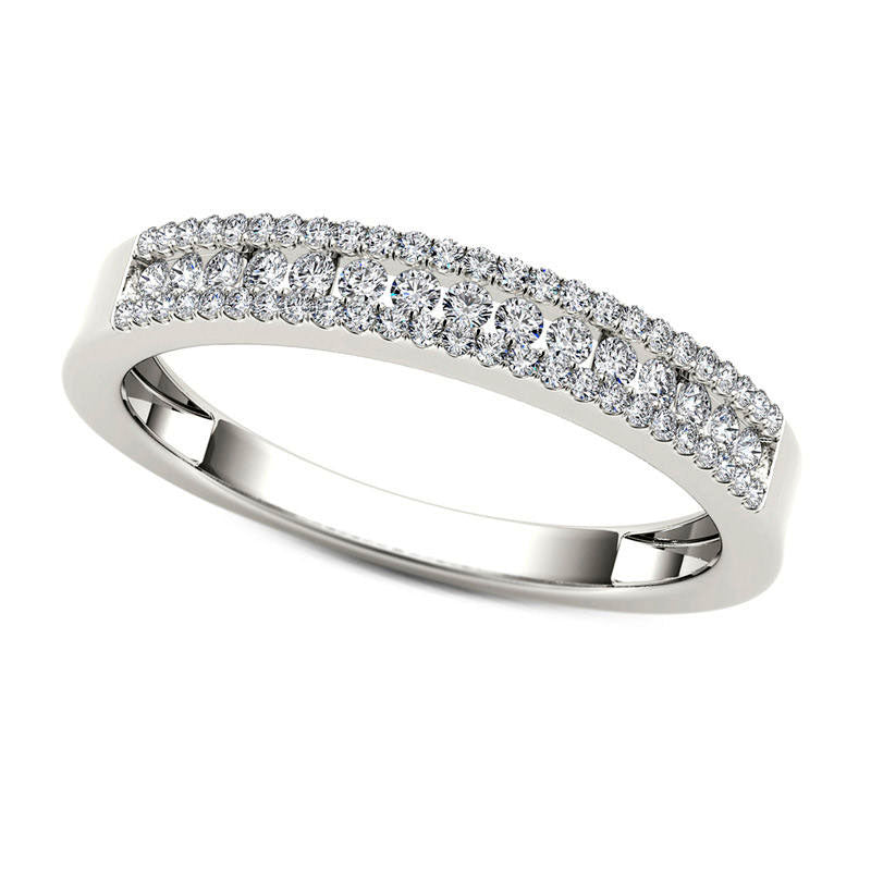 0.25 CT. T.W. Natural Diamond Multi-Row Band in Solid 10K White Gold