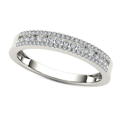 0.25 CT. T.W. Natural Diamond Multi-Row Band in Solid 10K White Gold