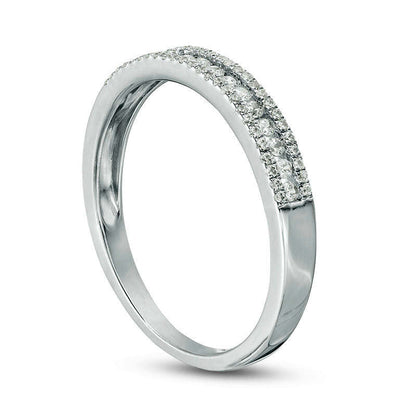 0.25 CT. T.W. Natural Diamond Multi-Row Band in Solid 10K White Gold