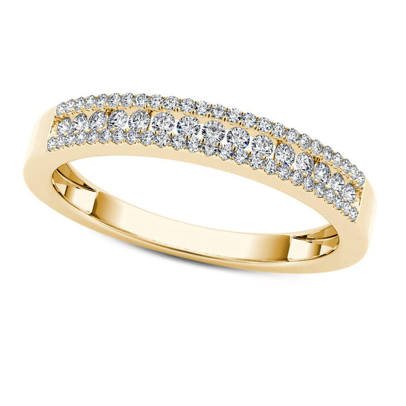 0.25 CT. T.W. Natural Diamond Multi-Row Band in Solid 10K Yellow Gold
