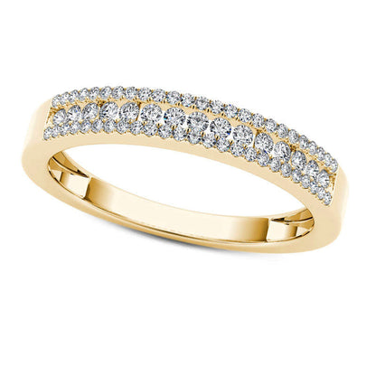 0.25 CT. T.W. Natural Diamond Multi-Row Band in Solid 10K Yellow Gold