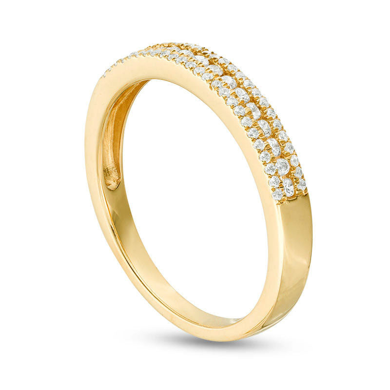 0.25 CT. T.W. Natural Diamond Multi-Row Band in Solid 10K Yellow Gold