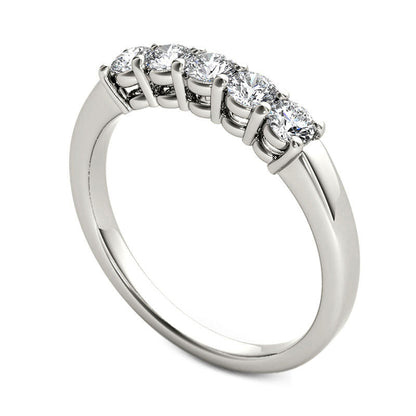 0.50 CT. T.W. Natural Diamond Five Stone Anniversary Band in Solid 10K White Gold